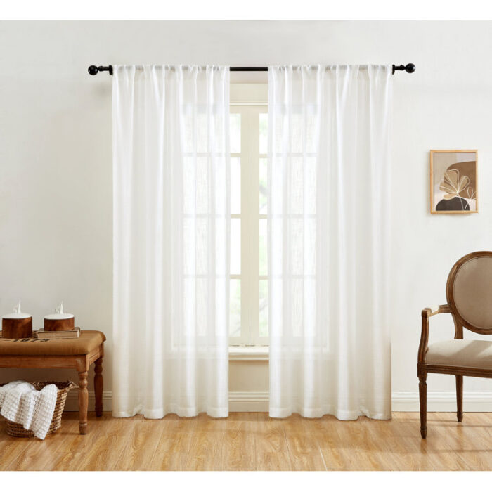 Polyester Semi Sheer Curtain Pair (Set of 2) - Chic Decora