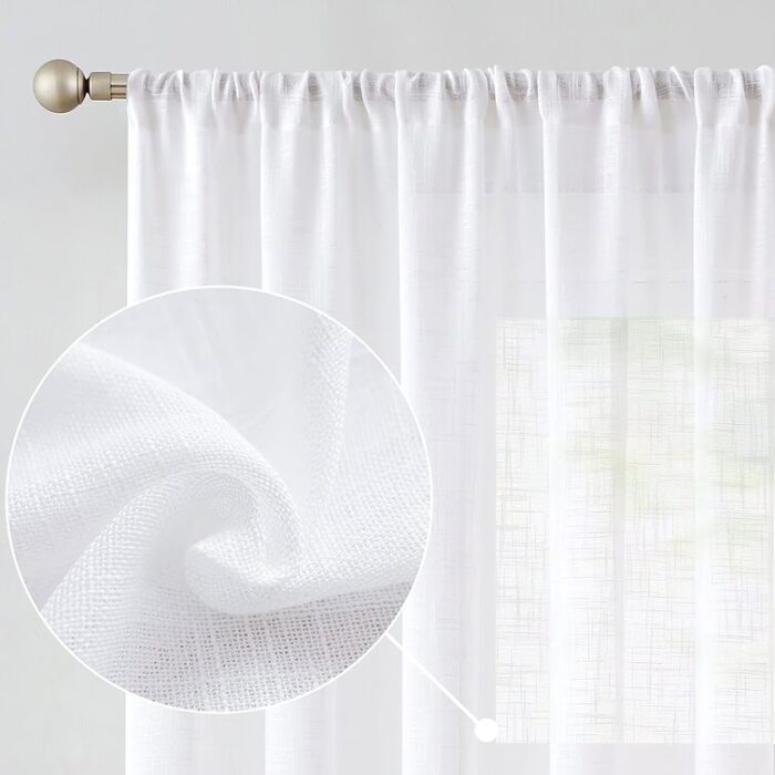 Polyester Sheer Rod Pocket Curtain Pair (Set of 2) - Chic Decora