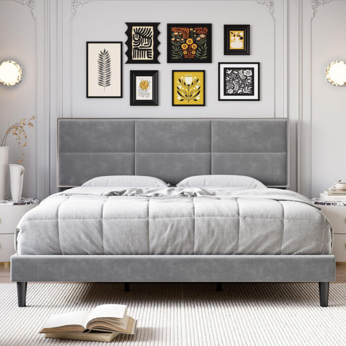 Premsingh Upholstered Platform Bed - Chic Decora