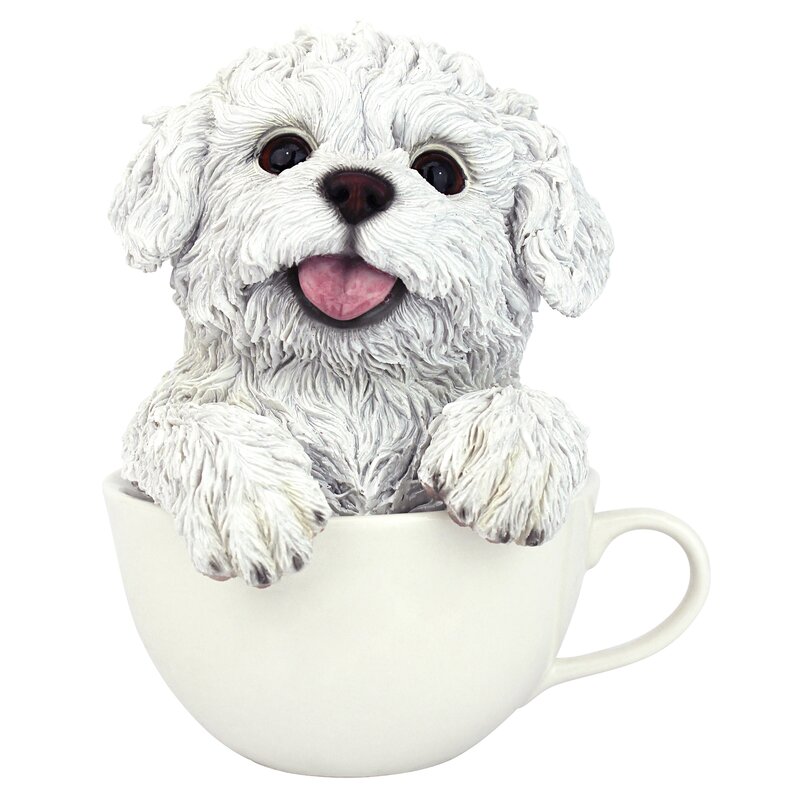 Puppuccino White Maltese Puppy Figurine - Chic Decora