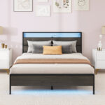 Queen Platform Bed with Lighted Headboard and Footboard - Chic Decora