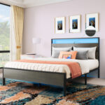 Queen Platform Bed with Lighted Headboard and Footboard - Chic Decora