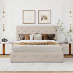 Queen Upholstered Platform Storage Bed - Chic Decora