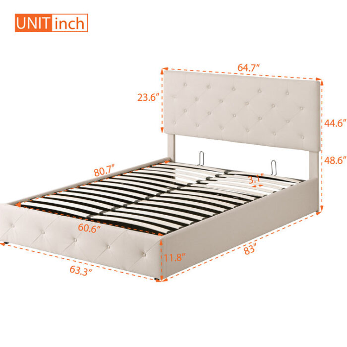 Queen Upholstered Platform Storage Bed - Chic Decora