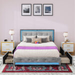 Queen Upholstered Storage Bed with Lighted Headboard and Footboard - Chic Decora