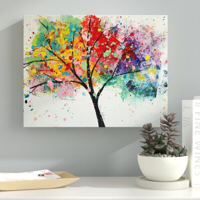 Rainbow Tree III by Jolina Anthony Graphic Art on Canvas - Chic Decora