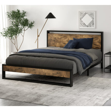 Alsa 35″ Steel Bed Frame with Headboard - Chic Decora