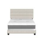 Ravenna Upholstered Linen Tri-Panel Channel Headboard Platform Bed Frame - Chic Decora