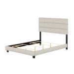 Ravenna Upholstered Linen Tri-Panel Channel Headboard Platform Bed Frame - Chic Decora