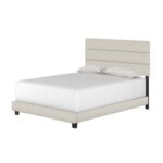 Ravenna Upholstered Linen Tri-Panel Channel Headboard Platform Bed Frame - Chic Decora