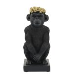 Resin, Monkey Flower Crown Figurine - Chic Decora