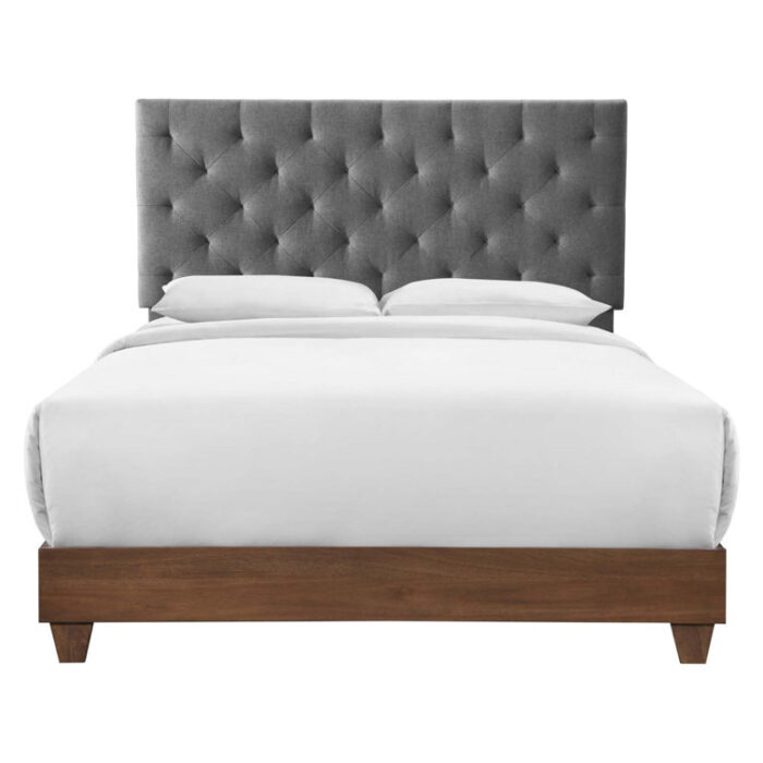 Rhiannon Diamond Tufted Upholstered Performance Velvet Queen Bed - Chic Decora