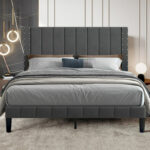 Riddhish Velvet Upholstered Platform with Headboard & Wood Slats, Non-Slip, No Box Spring Needed - Chic Decora