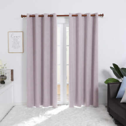 Riey 100 Percent Blackout Faux Linen Curtains (Set of 2) - Chic Decora