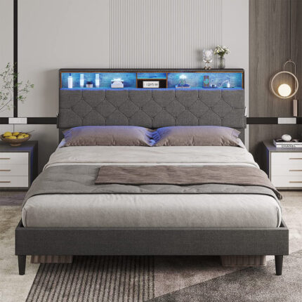 Rixt Upholstered Bookcase Bed - Chic Decora