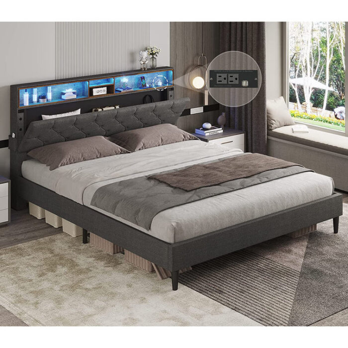 Rixt Upholstered Bookcase Bed - Chic Decora