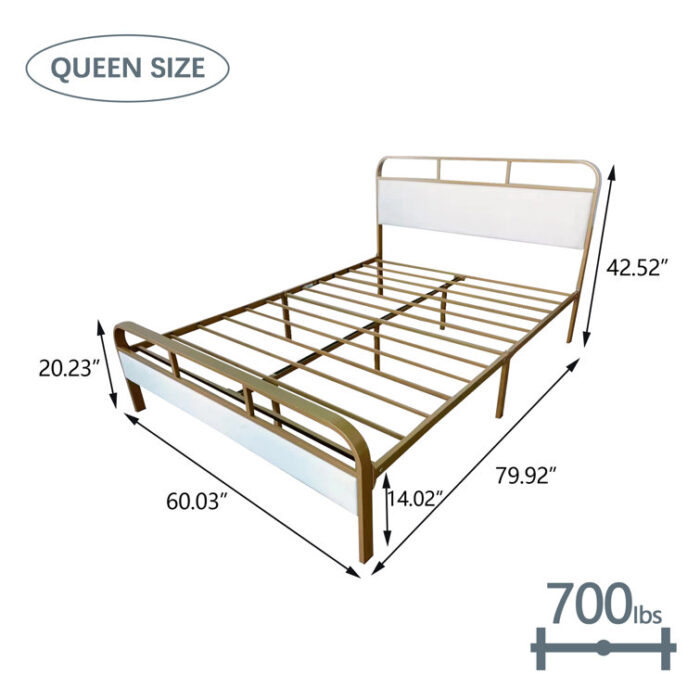 Rochell Upholstered Metal Platform Bed - Chic Decora