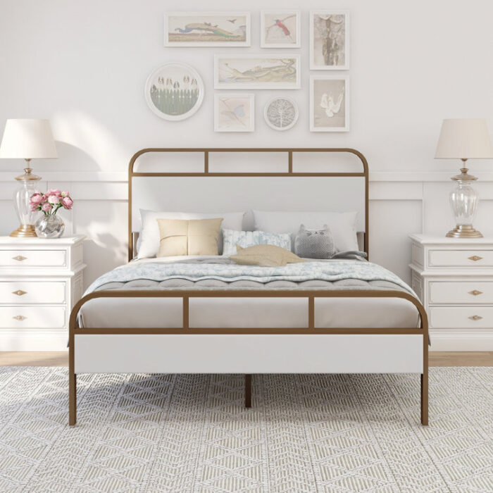 Rochell Upholstered Metal Platform Bed - Chic Decora