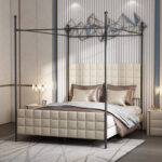 Rohma Upholstered Metal Canopy Bed - Chic Decora