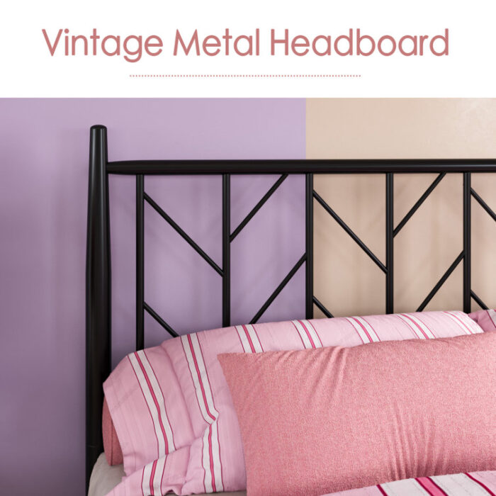 Rollingwood Vintage Low-profile metal bed frame - Chic Decora