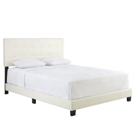 Roma Upholstered Tufted Faux Leather Platform Bed Frame - Chic Decora