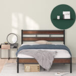 Roman 39 inch Bamboo and Metal Platform Bed Frame - Chic Decora