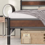 Roman 39 inch Bamboo and Metal Platform Bed Frame - Chic Decora