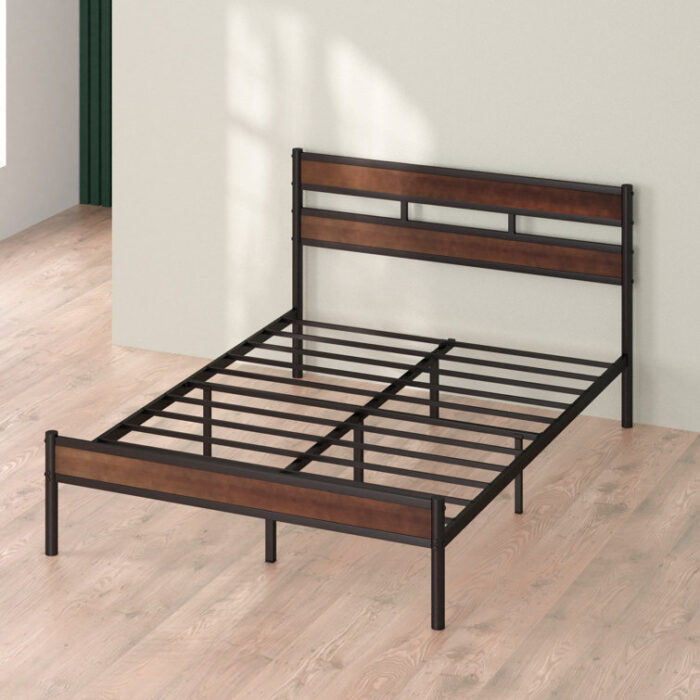 Roman 39 inch Bamboo and Metal Platform Bed Frame - Chic Decora