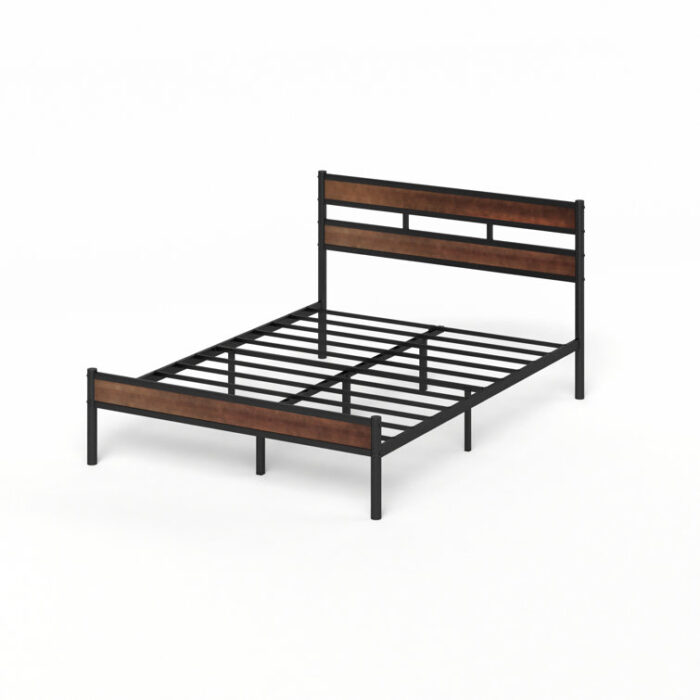 Roman 39 inch Bamboo and Metal Platform Bed Frame - Chic Decora