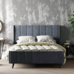 Romildo Standard Platform Bed Frame with Wingback Velvet Upholstered - Chic Decora