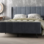 Romildo Standard Platform Bed Frame with Wingback Velvet Upholstered - Chic Decora