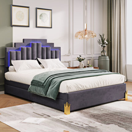 Upholstered Platform Storage Bed - Chic Decora