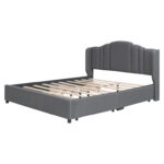 Roszetta Upholstered Platform Bed with Wingback Headboard and 4 Drawers - Chic Decora