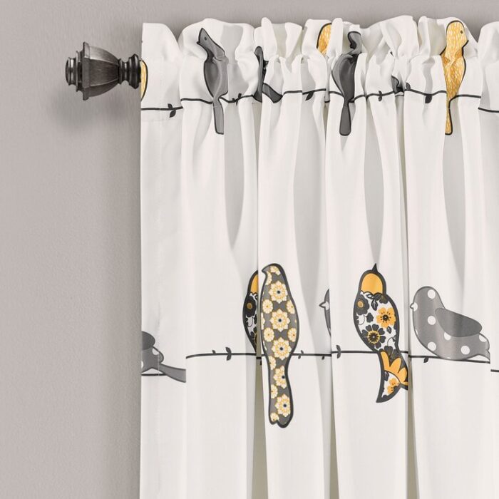 Rowley Birds Room Darkening Thermal Rod Pocket Curtain Panels (Set of 2) - Chic Decora