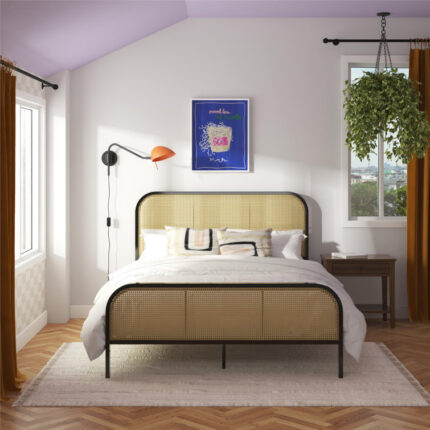 Roxanne Metal and Cane Platform Bed - Chic Decora