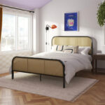 Roxanne Metal and Cane Platform Bed - Chic Decora