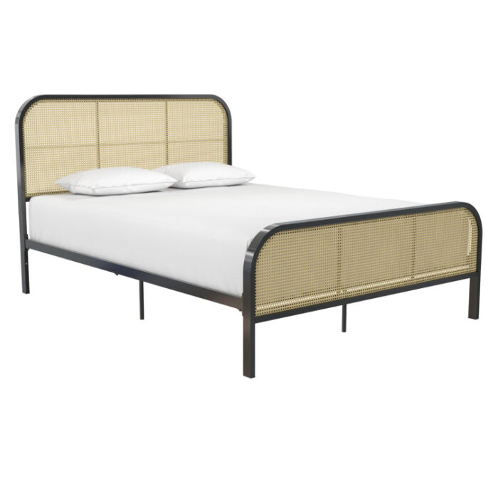 Roxanne Metal and Cane Platform Bed - Chic Decora