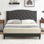 Rozella Upholstered Metal Platform Bed - Chic Decora