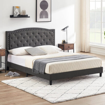 Rozella Upholstered Metal Platform Bed - Chic Decora