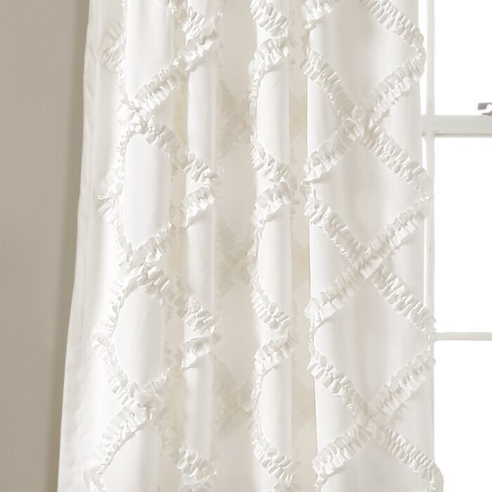 Ruffle Diamond Polyester Semi Sheer Curtain Pair (Set of 2) - Chic Decora