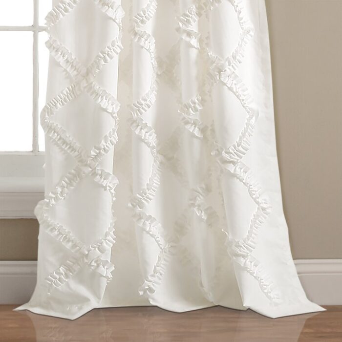 Ruffle Diamond Polyester Semi Sheer Curtain Pair (Set of 2) - Chic Decora