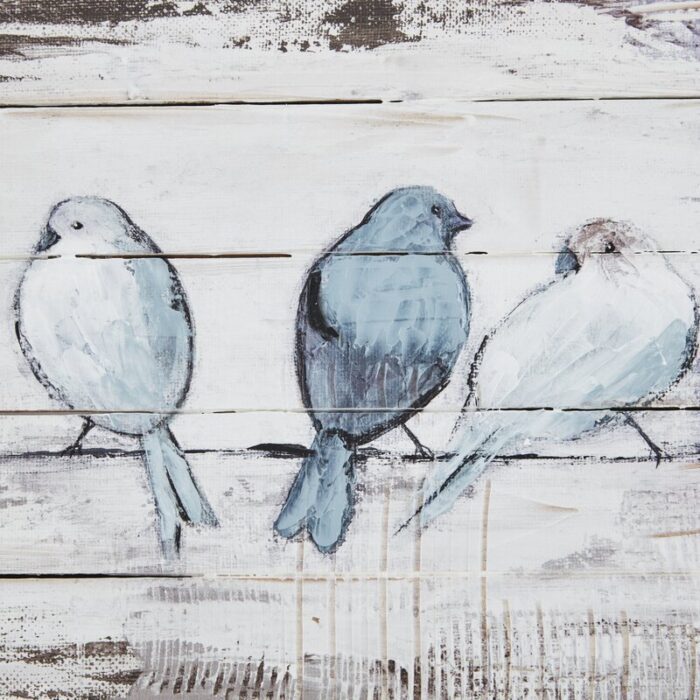 Runda Perched Birds – Hand Painted Wood Plank Panel Wall DÃ©cor - Chic Decora