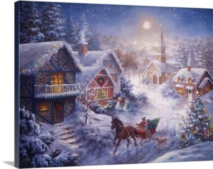 Sagefield ‘In a One Horse Open Sleigh’ by Nicky Boehme Painting Print on Wrapped Canvas - Chic Decora