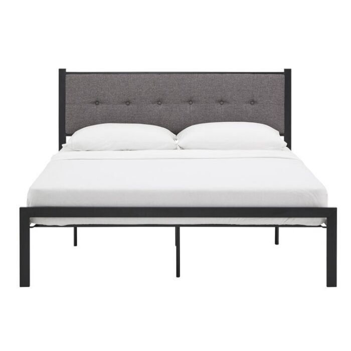 Salonis Upholstered Metal Slat Bed - Chic Decora