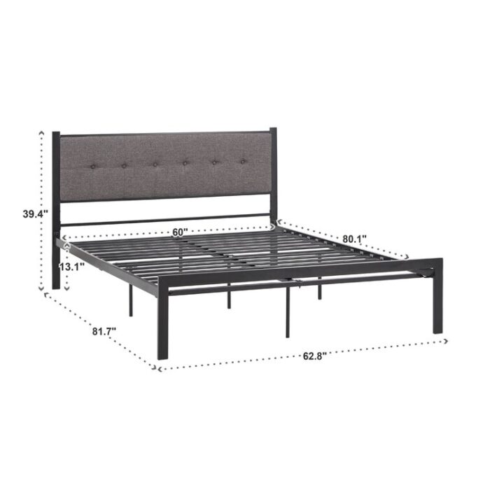 Salonis Upholstered Metal Slat Bed - Chic Decora