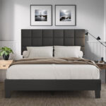 Samule Upholstered Platform Bed Frame with Headboard - Chic Decora