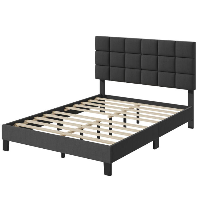 Samule Upholstered Platform Bed Frame with Headboard - Chic Decora