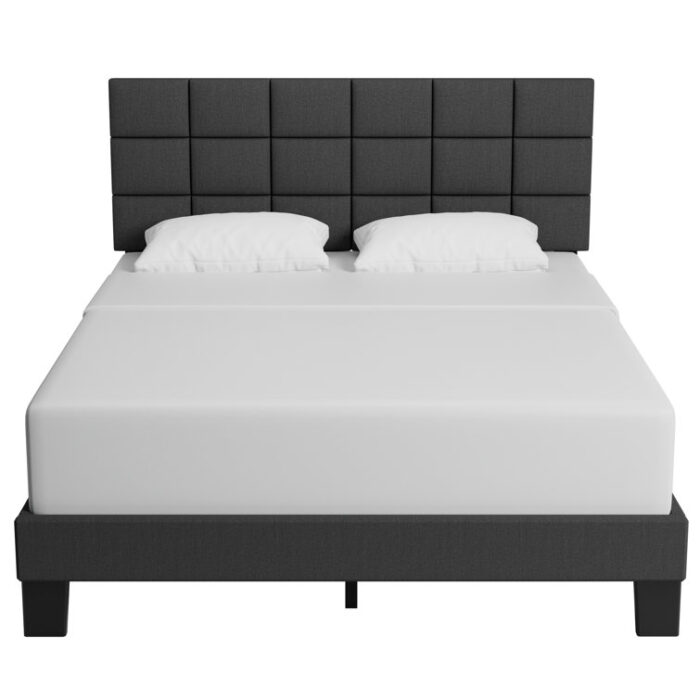 Samule Upholstered Platform Bed Frame with Headboard - Chic Decora