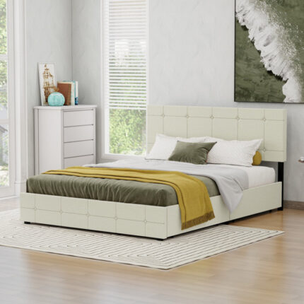 Samyla Upholstered Metal Platform Storage Bed - Chic Decora