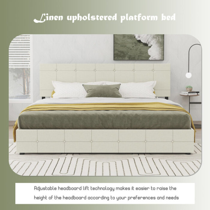 Samyla Upholstered Metal Platform Storage Bed - Chic Decora